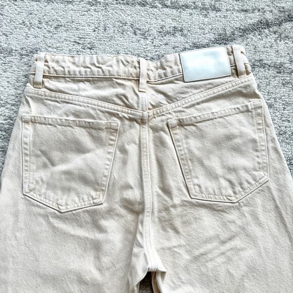 Zara Raw Hem High Rise Straight Jeans in Cream Size 6 - Picture 4 of 11